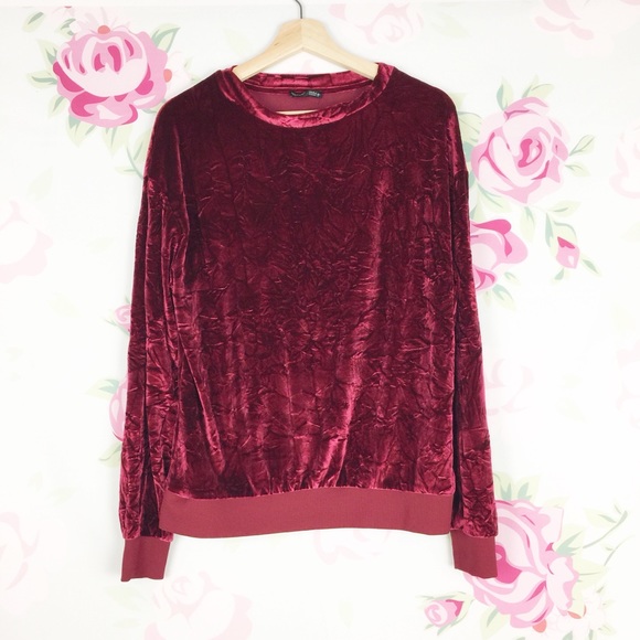 Zara Sweaters - Zara Red Wine Crushed Velvet Sweater S